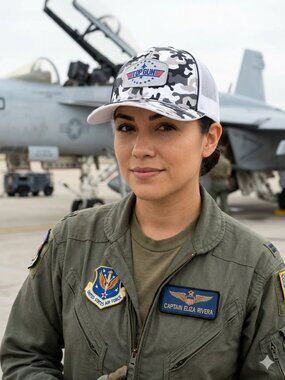 TOP GUN Patched Pacific Headwear Snow Camo Flexfit Trucker Hat